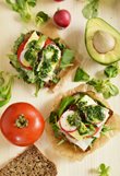 Sandwiches with black forest ham, brie and rocket pesto